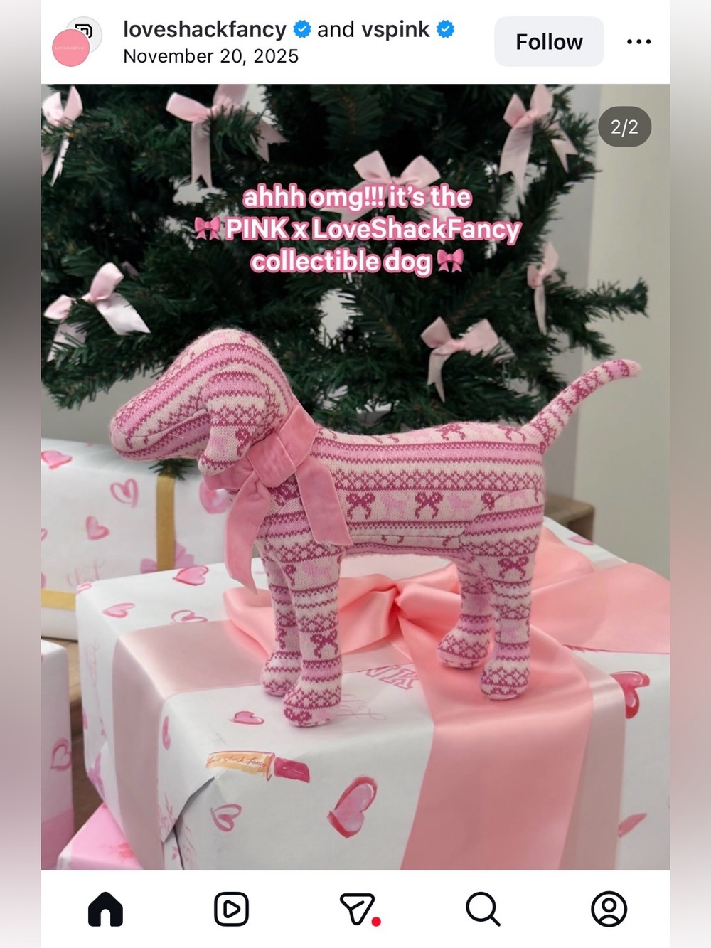 PINK x LoveShackFancy Dog (medium, knit)